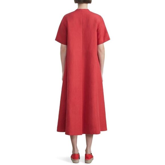 Lafayette 148 New York Raleigh Belted Silk Midi Dress in Flame Size S NWT - Picture 2 of 13
